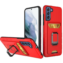 For Samsung Galaxy S22 Plus Card Holder with Magnetic Ring Stand Hybrid Case