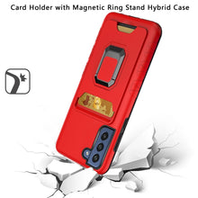 For Samsung Galaxy S22 Plus Card Holder with Magnetic Ring Stand Hybrid Case