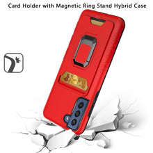 For Samsung Galaxy S22 Card Holder with Magnetic Ring Stand Hybrid Case Cover