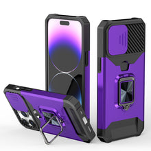 For iPhone 15 PLUS Case Multi-Use Card Slot Ring Stand Cover + 2 Tempered Glass
