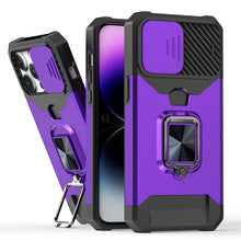 For iPhone 15 Case Multi-Use Magnetic RingStand Lens Cover + 2 Tempered Glass