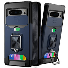 For Google Pixel 8 PRO 5G Case Card Holder Magnetic Ringstand Sliding Lens Cover