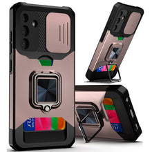For Samsung A36 Case Multi-Use Card Slot Ring Stand Cover + Tempered Glass