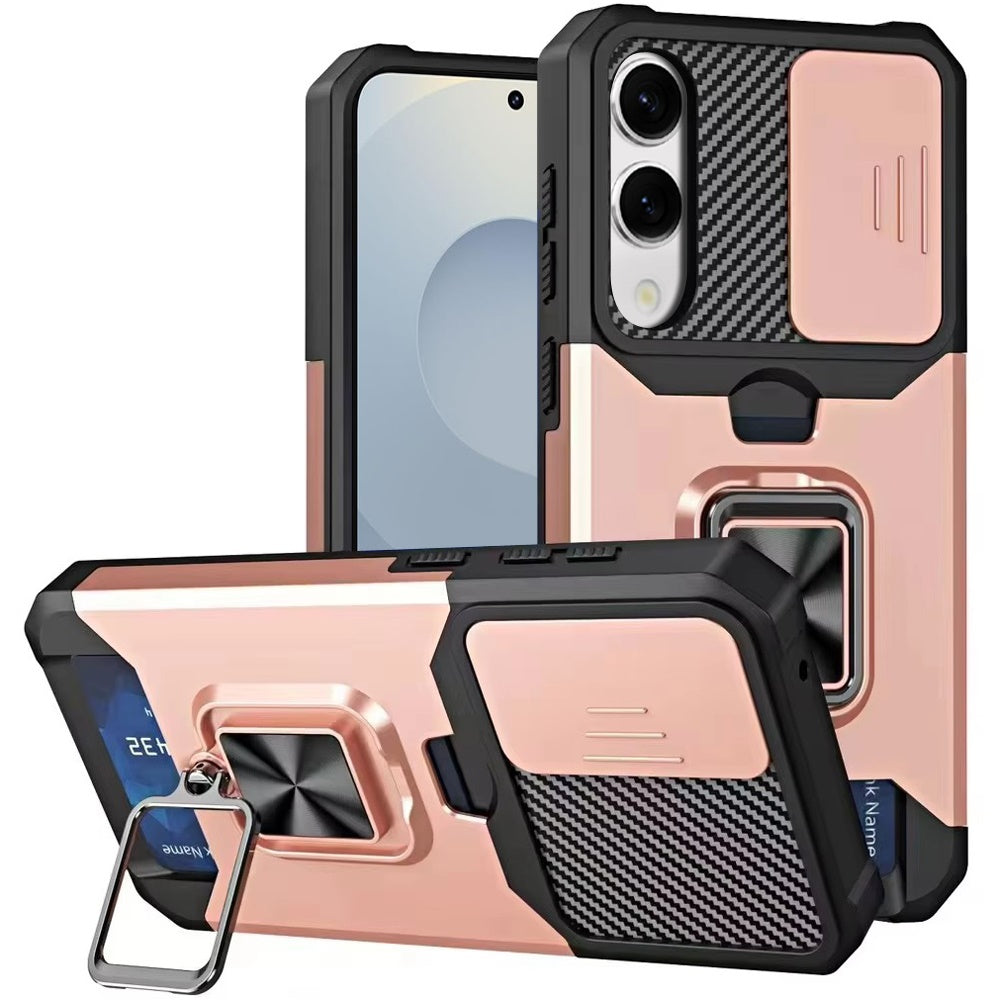 For Samsung S25 Edge Case Multi-Use Magnetic RingStand Cover + Tempered Glass