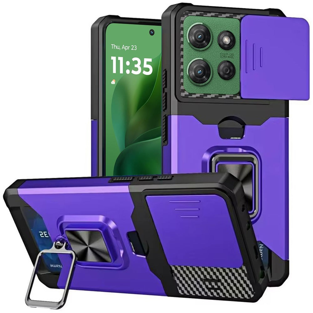 For Moto G Power 2025 Case Multi-Use Magnetic Ring Stand Cover + Tempered Glass