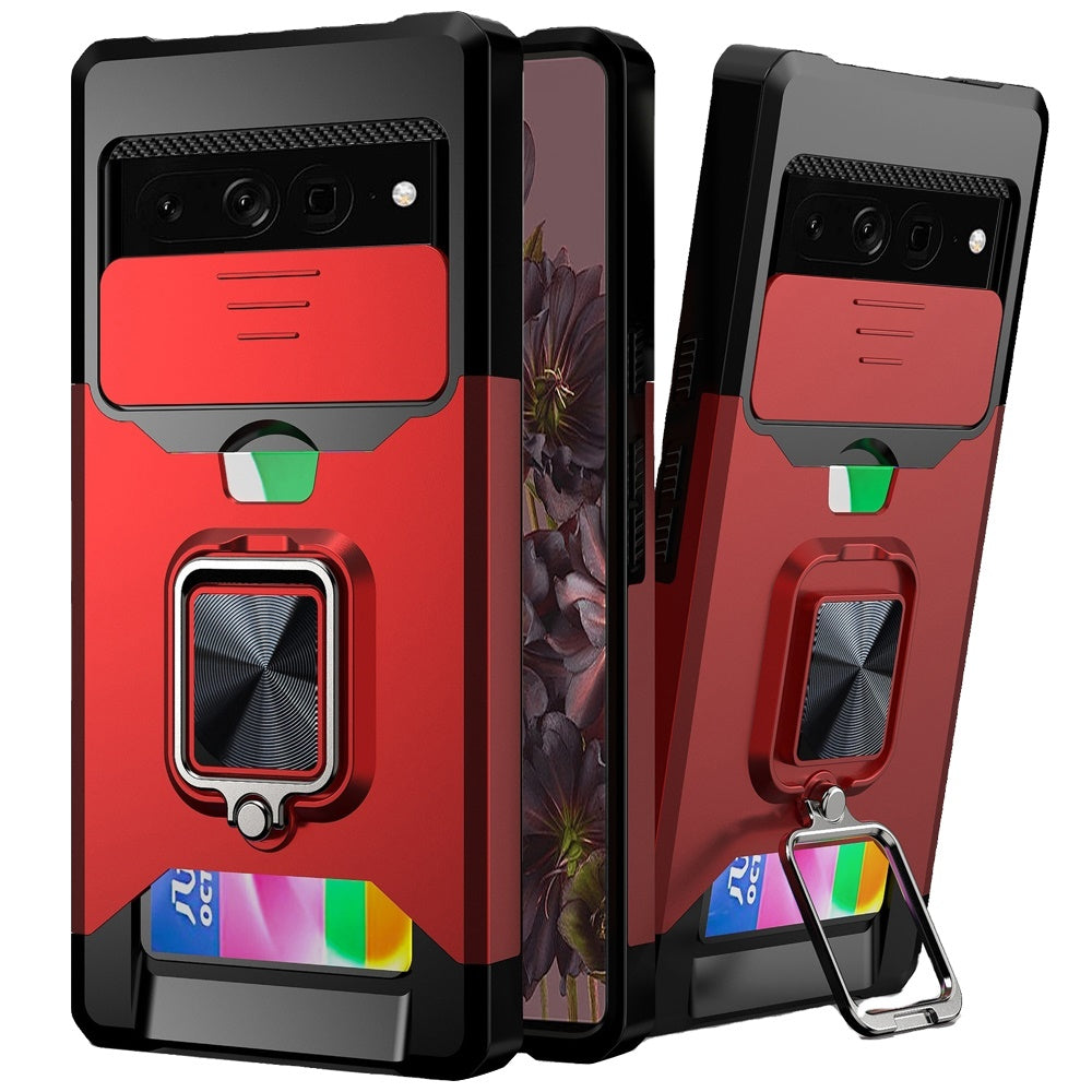 For Google Pixel 7 PRO (Triple Camera) Case Multi-Use Card Magnetic Ring Stand