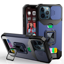 For iPhone 12/12 Pro Case Multi-Use Card Holder with Lens Cover + Tempered Glass