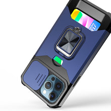 For iPhone 12/12 Pro Case Multi-Use Card Holder with Lens Cover + Tempered Glass