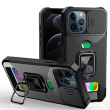 For iPhone 12 Pro Max Case Multi-Use Card Holder with Lens Cover +Tempered Glass