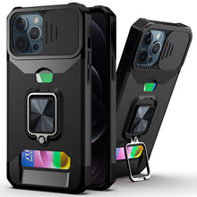 For iPhone 12 Pro Max Case Multi-Use Card Holder with Lens Cover +Tempered Glass