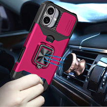 For iPhone 17 Case Multi-Use Card Holder Stand with Lens Cover + Tempered Glass