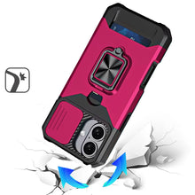 For iPhone 17 Case Multi-Use Card Holder Stand with Lens Cover + Tempered Glass