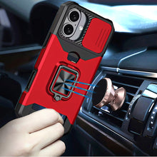 For iPhone 17 Case Multi-Use Card Holder Stand with Lens Cover + Tempered Glass