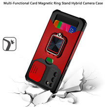 For Samsung Galaxy S22 Plus Multi-Functional Card Ring Stand Camera Slider Case