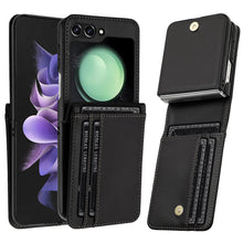 For Samsung Galaxy Z Flip 6 Case Vegan Leather Phone Wallet with Card Slots
