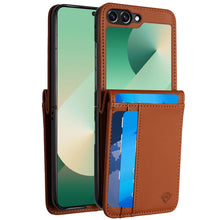 For Samsung Z Flip7 Case Vegan Leather Phone Wallet Card Slots + Tempered Glass