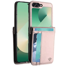 For Samsung Z Flip7 Case Vegan Leather Phone Wallet Card Slots + Tempered Glass