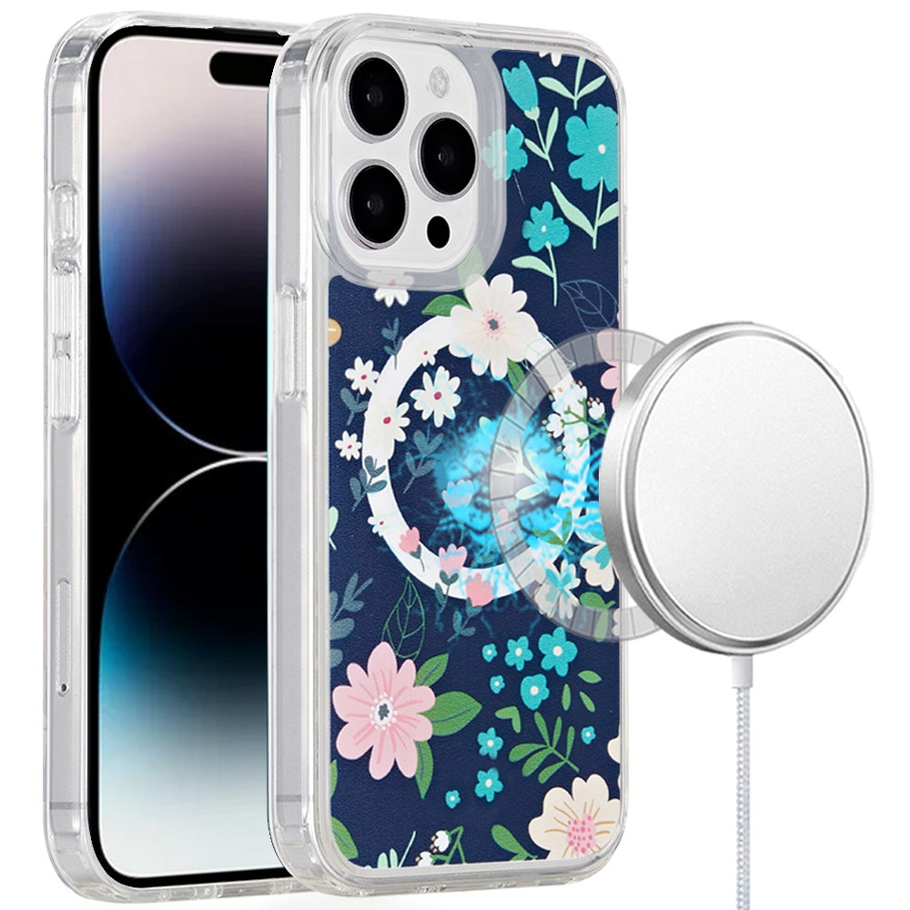 For iPhone 14 PRO MAX 6.7 in. Case Magnetic Circle Printed UV Design Phone Cover