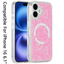 For iPhone 16 6.1inch Case Magnetic Circle Printed UV Design + Tempered Glass
