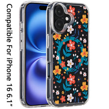 For iPhone 16 6.1inch Case Magnetic Circle Printed UV Design + Tempered Glass