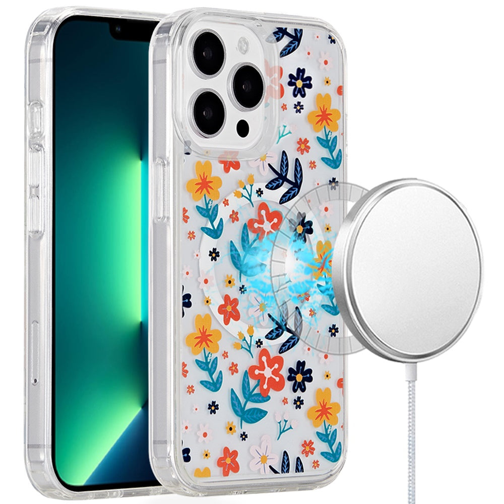 For iPhone 13 Pro Max 6.7 inch Case Magnetic Circle Printed UV Design Cover