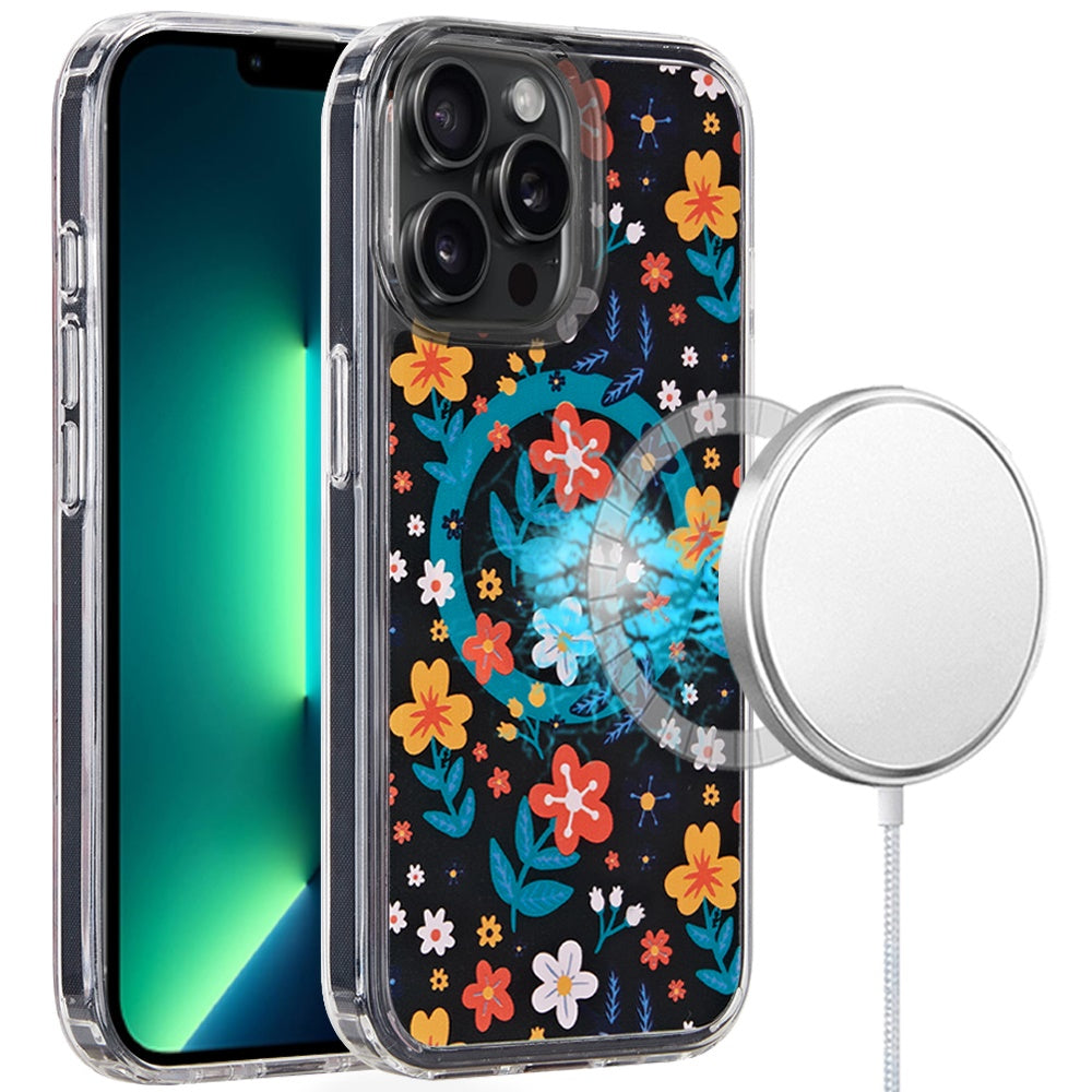For iPhone 13 Pro Max 6.7 inch Case Magnetic Circle Printed UV Design Cover