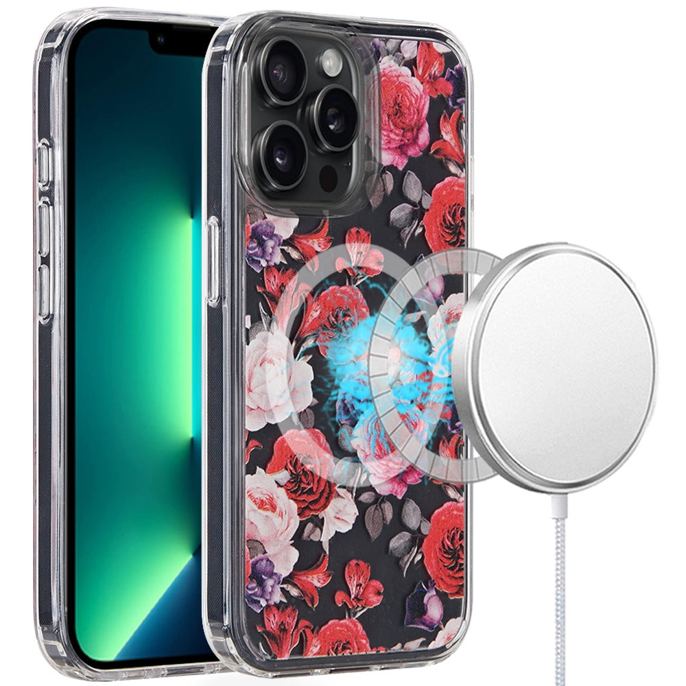 For iPhone 13 Pro Max 6.7 inch Case Magnetic Circle Printed UV Design Cover