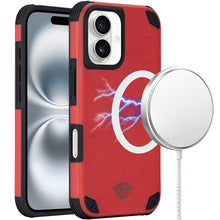 For iPhone 16 6.1inch Case Magnetic Circle Rugged Dual Layered + Tempered Glass