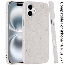For iPhone 16 Plus 6.7in Case Bio-Degradable Material Cover + Tempered Glass