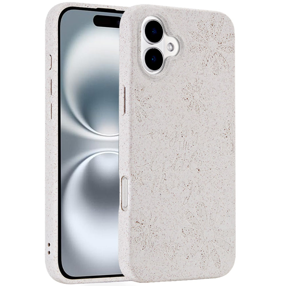 For iPhone 16 6.1inch Case Bio-Degradable Material Phone Cover + Tempered Glass