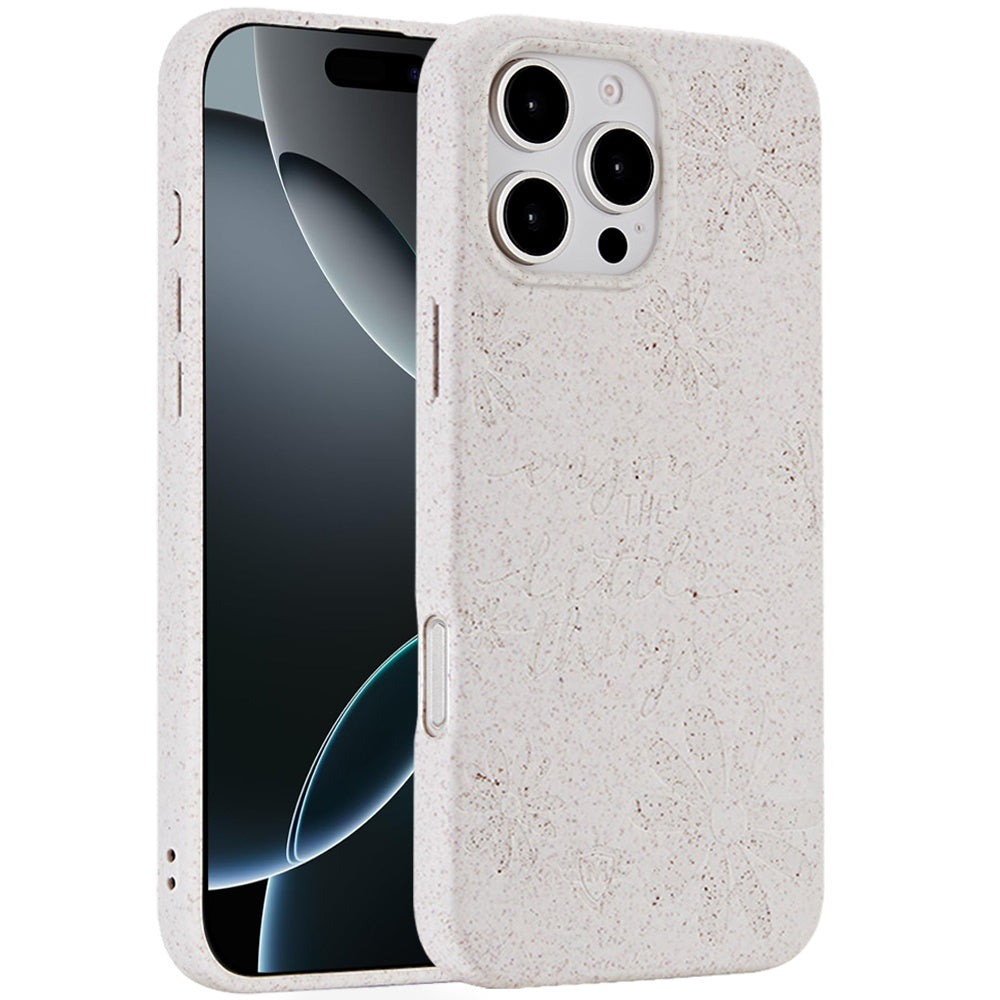 For iPhone 16 Pro 6.3in Case Bio-Degradable Material Phone Cover +Tempered Glass