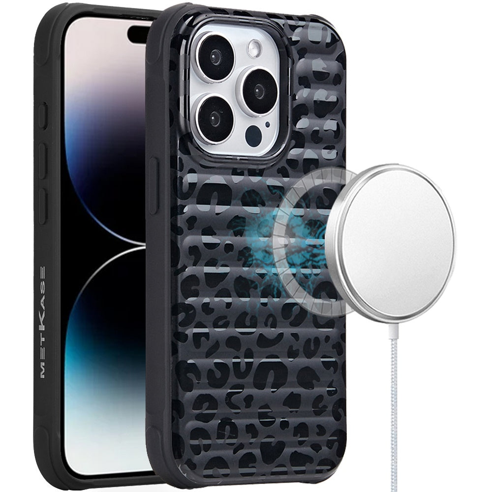 For iPhone 14 PRO MAX 6.7 in. Case Magnetic Circle Chrome Padded Look Cover