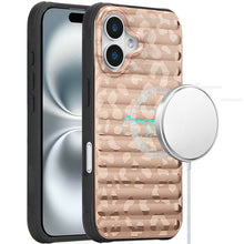 For iPhone 16 Plus 6.7in Case Magnetic Circle Chrome Padded Look +Tempered Glass