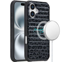 For iPhone 16 6.1inch Case Magnetic Circle Chrome Padded Look + Tempered Glass