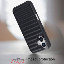 For iPhone 16 6.1inch Case Magnetic Circle Chrome Padded Look + Tempered Glass