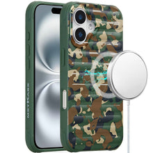 For iPhone 16 6.1inch Case Magnetic Circle Chrome Padded Look + Tempered Glass