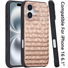 For iPhone 16 6.1inch Case Magnetic Circle Chrome Padded Look + Tempered Glass