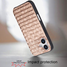 For iPhone 16 6.1inch Case Magnetic Circle Chrome Padded Look + Tempered Glass