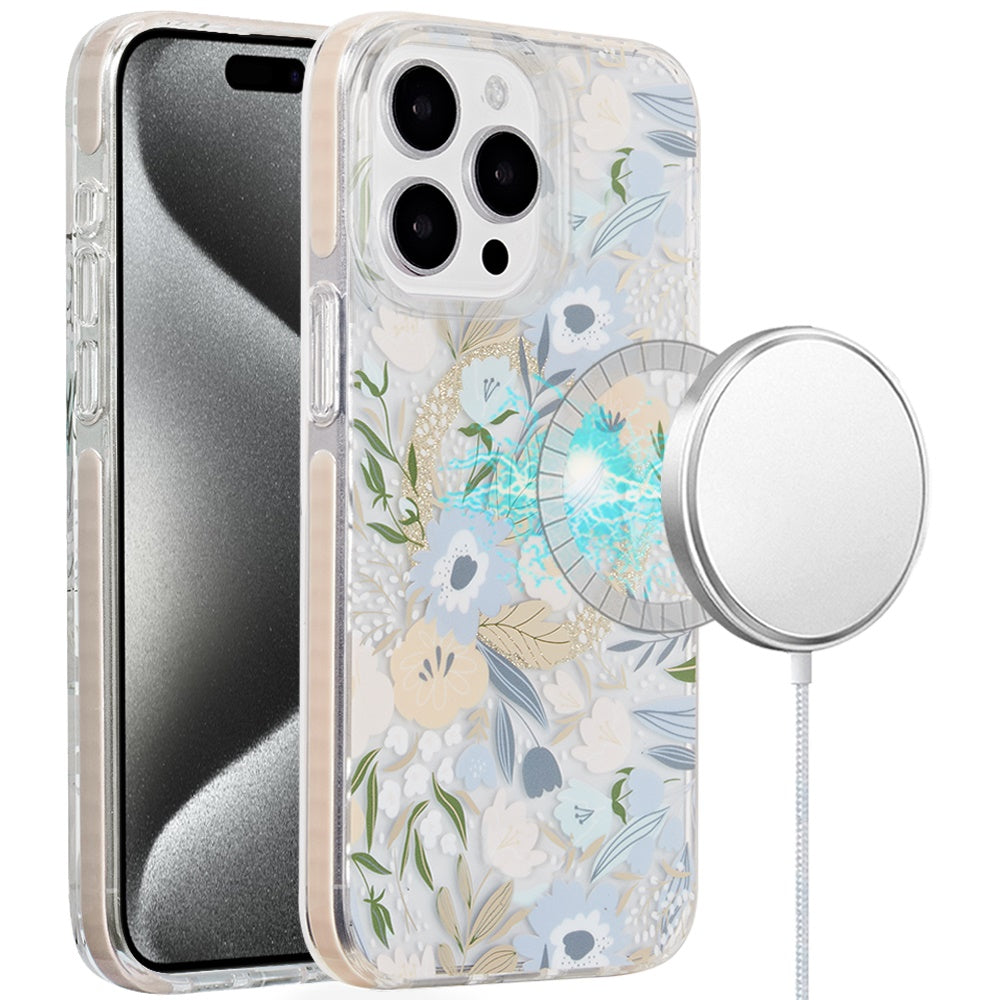 For iPhone 15 Pro Max Case Dual Layer Design Magnetic Circle + 2 Tempered Glass