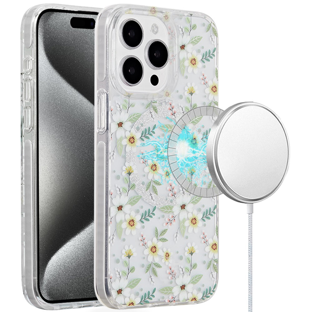 For iPhone 15 Pro Max Case Dual Layer Design Magnetic Circle + 2 Tempered Glass