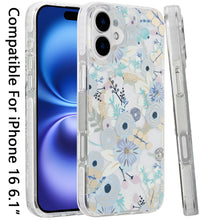 For iPhone 16 6.1inch Case Dual Layer IMD Design Magnetic Circle +Tempered Glass