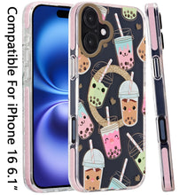For iPhone 16 6.1inch Case Dual Layer IMD Design Magnetic Circle +Tempered Glass