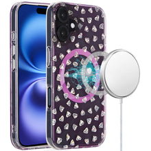 For iPhone 16 6.1inch Case Dual Layer IMD Design Magnetic Circle +Tempered Glass