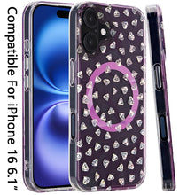 For iPhone 16 6.1inch Case Dual Layer IMD Design Magnetic Circle +Tempered Glass