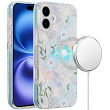 For iPhone 16 6.1inch Case Dual Layer IMD Design Magnetic Circle +Tempered Glass
