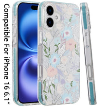 For iPhone 16 6.1inch Case Dual Layer IMD Design Magnetic Circle +Tempered Glass
