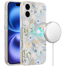 For iPhone 16 6.1inch Case Dual Layer IMD Design Magnetic Circle +Tempered Glass