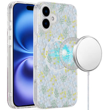 For iPhone 16 6.1inch Case Dual Layer IMD Design Magnetic Circle +Tempered Glass
