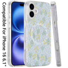 For iPhone 16 6.1inch Case Dual Layer IMD Design Magnetic Circle +Tempered Glass