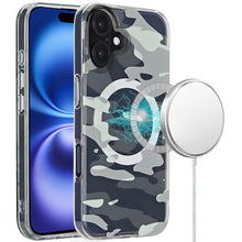 For iPhone 16 6.1inch Case Dual Layer IMD Design Magnetic Circle +Tempered Glass
